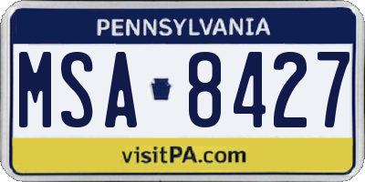PA license plate MSA8427
