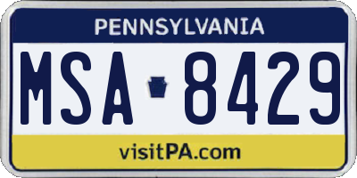 PA license plate MSA8429