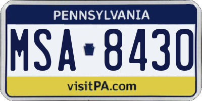 PA license plate MSA8430