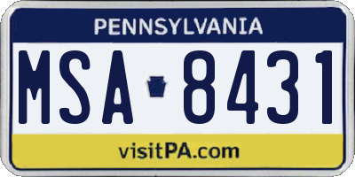 PA license plate MSA8431
