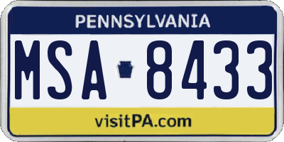 PA license plate MSA8433