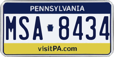 PA license plate MSA8434