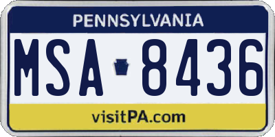 PA license plate MSA8436