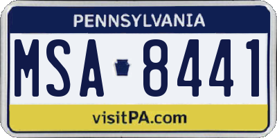 PA license plate MSA8441