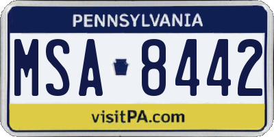 PA license plate MSA8442