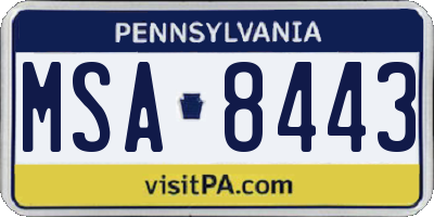 PA license plate MSA8443