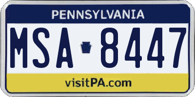 PA license plate MSA8447