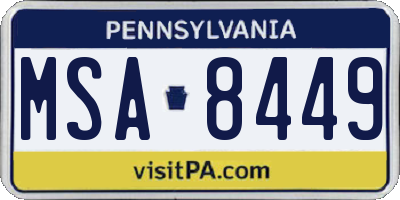 PA license plate MSA8449