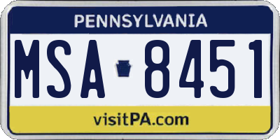 PA license plate MSA8451
