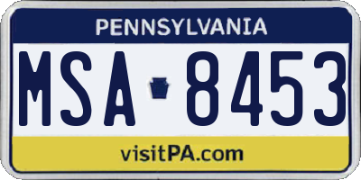 PA license plate MSA8453