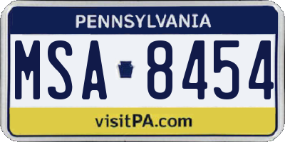 PA license plate MSA8454