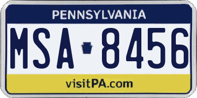 PA license plate MSA8456