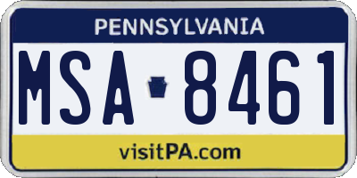 PA license plate MSA8461