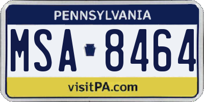 PA license plate MSA8464