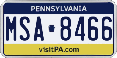 PA license plate MSA8466