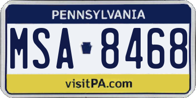 PA license plate MSA8468