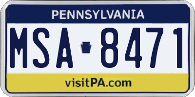 PA license plate MSA8471