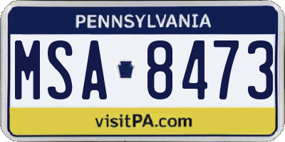 PA license plate MSA8473