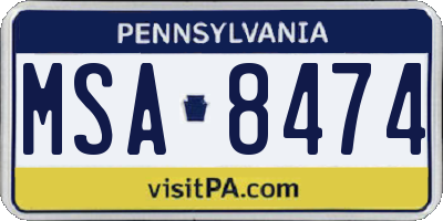 PA license plate MSA8474
