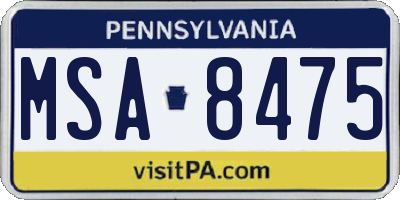PA license plate MSA8475