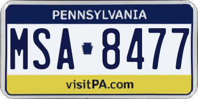 PA license plate MSA8477