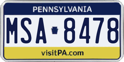 PA license plate MSA8478