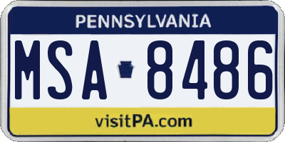 PA license plate MSA8486