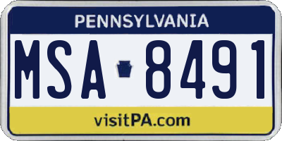 PA license plate MSA8491