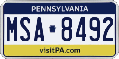 PA license plate MSA8492