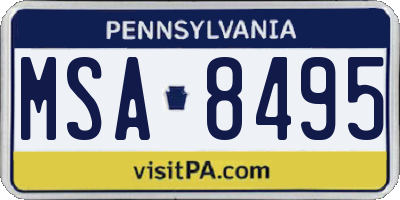 PA license plate MSA8495