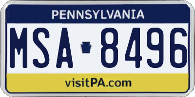PA license plate MSA8496