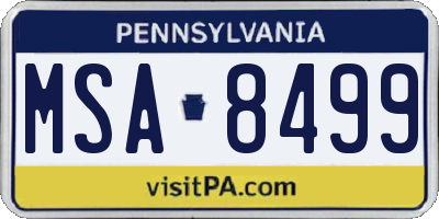 PA license plate MSA8499