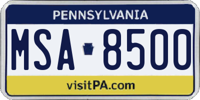 PA license plate MSA8500