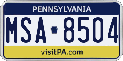 PA license plate MSA8504
