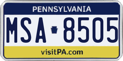 PA license plate MSA8505