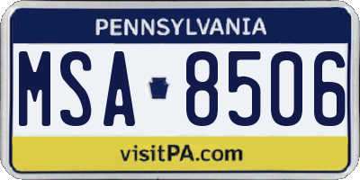 PA license plate MSA8506