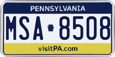 PA license plate MSA8508