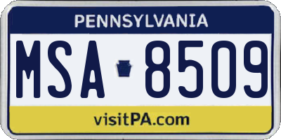 PA license plate MSA8509