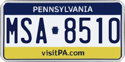 PA license plate MSA8510