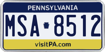 PA license plate MSA8512