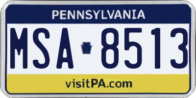 PA license plate MSA8513