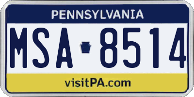 PA license plate MSA8514
