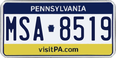 PA license plate MSA8519