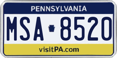 PA license plate MSA8520