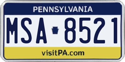 PA license plate MSA8521