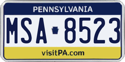 PA license plate MSA8523