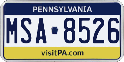 PA license plate MSA8526