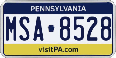PA license plate MSA8528