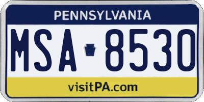 PA license plate MSA8530