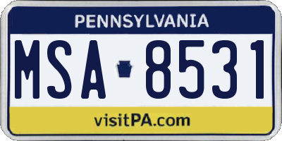 PA license plate MSA8531